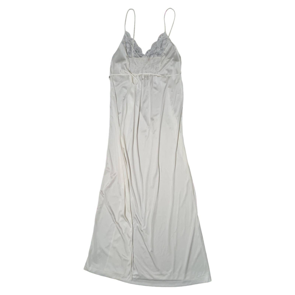 Vintage Gilead Lingerie Slip Dress White Slip Lingerie Sleepwear Lace Trim Tie M